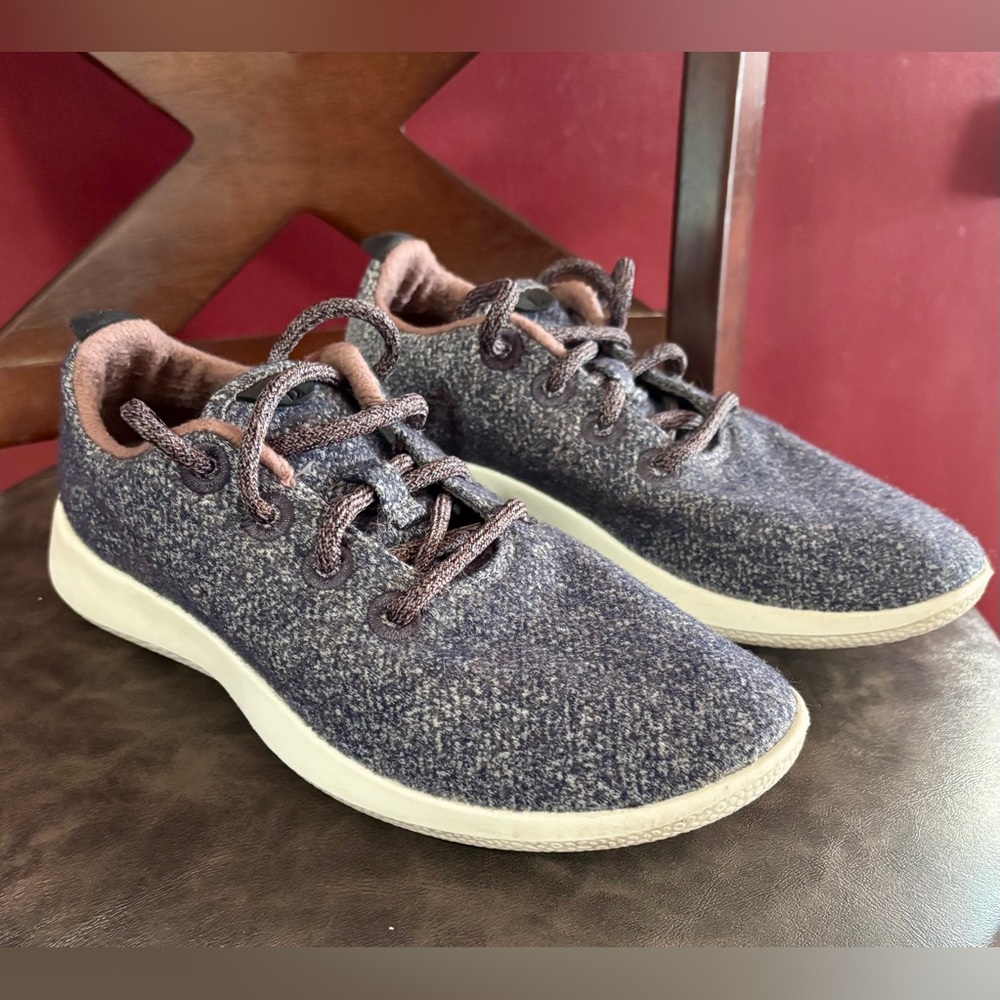Allbirds Wool Runner Womens Shoes Sz 7 Running Blue Merino Lace Up Sneakers